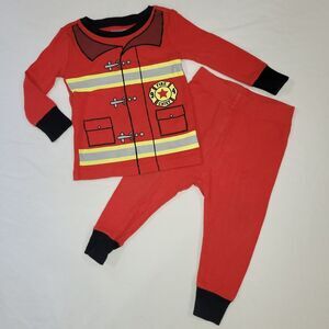 Old Navy Size 12-18 Months Firefighter Uniform Red Longsleeve Pajamas